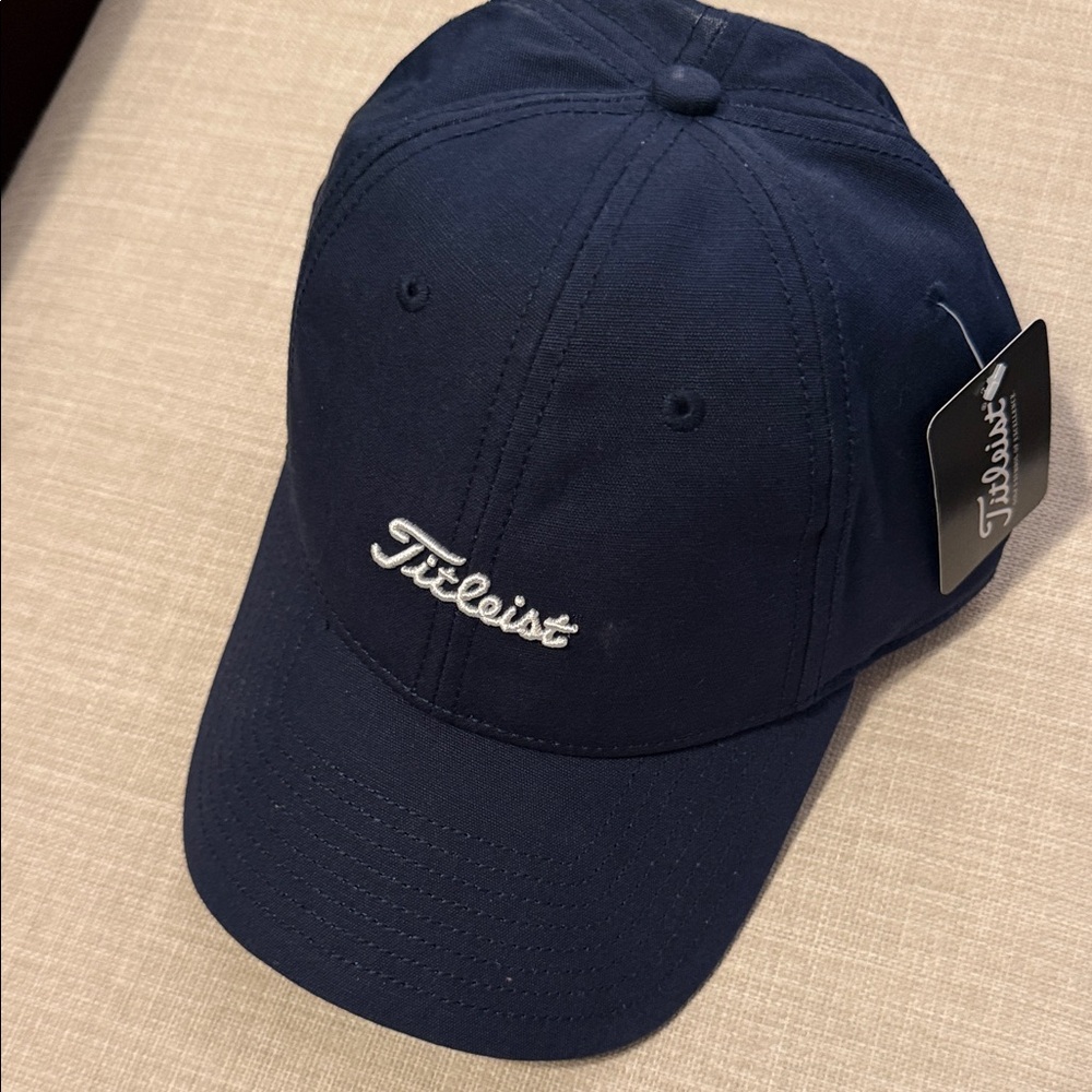 Titleist Classic Navy Blue Cap with White Logo Adjustable Strap for perfect fit